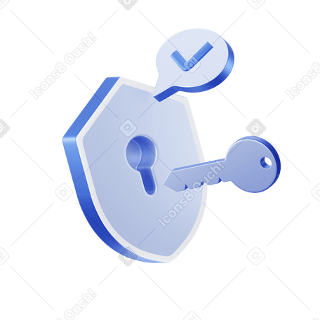 3D Secure lock and key, successfully unlocked animated illustration in GIF, Lottie (JSON), AE