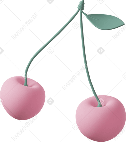 3D Pink cherries Illustration in PNG, SVG