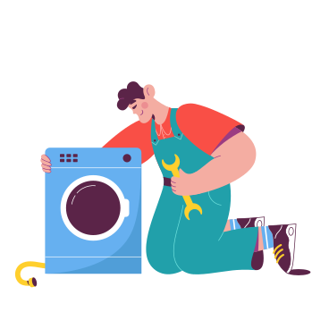 Man fixing washing machine PNG, SVG