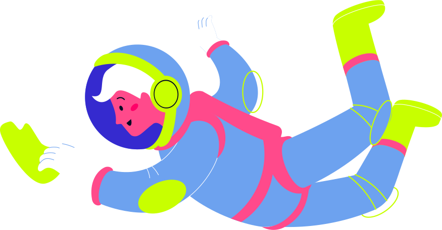 half an astronaut with a bucket Illustration in PNG, SVG
