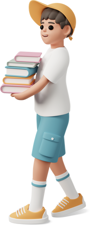 boy carrying books Illustration in PNG, SVG