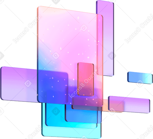 3D abstract composition from transparent rectangles PNG、SVG