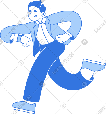 男人跑步时看着手表 PNG, SVG