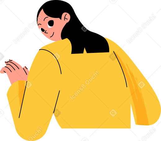 smiling sitting girl from the back PNG, SVG