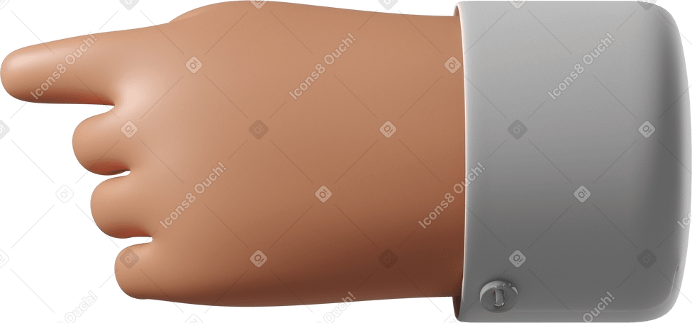 3D Tanned skin hand pointing to the left PNG, SVG