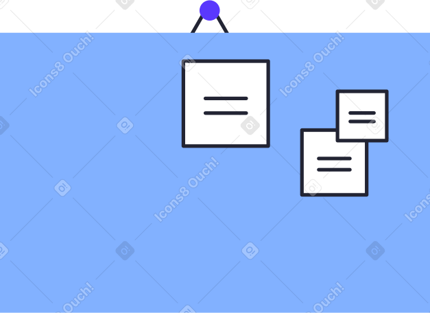 blur desk with notes Illustration in PNG, SVG