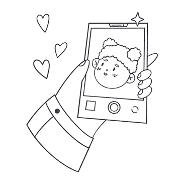 Girl taking a selfie with her hand outstretched PNG, SVG