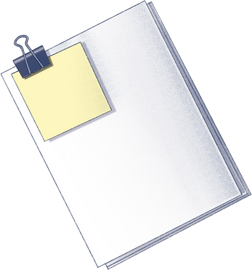 documents and sticky note with binder clip PNG, SVG