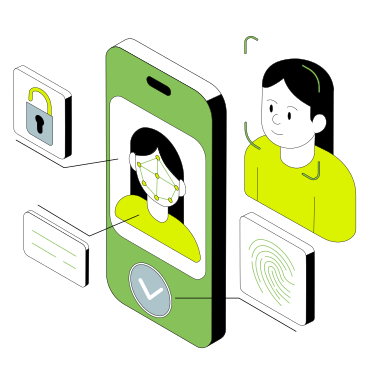 Face ID technology on phone animated illustration in GIF, Lottie (JSON), AE