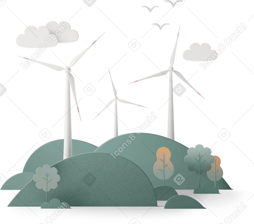 3D wind farm PNG、SVG