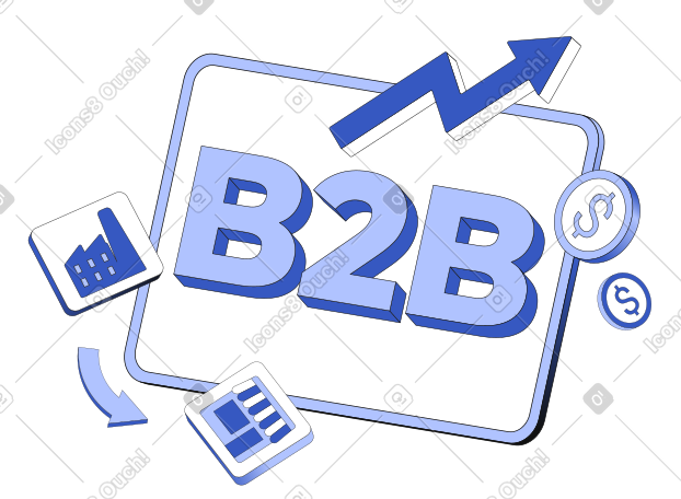 用硬币、图表、商店和工厂标志文字刻字 b2b PNG, SVG