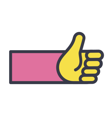 Thumb-up animated illustration in GIF, Lottie (JSON), AE