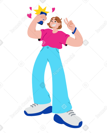 Young woman taking a selfie PNG, SVG