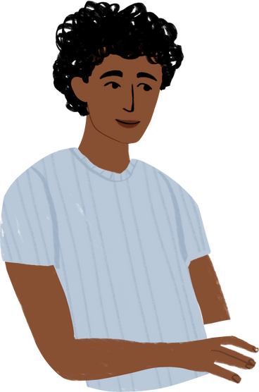 man sitting with his hand on a table PNG, SVG