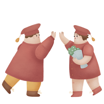 Man and woman in graduation caps are giving high five PNG, SVG