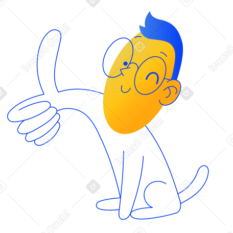 Character showing thumbs up and smiling animated illustration in GIF, Lottie (JSON), AE
