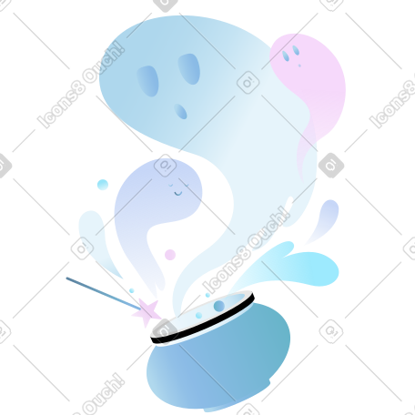 万圣节鬼魂从大锅里飞出来 PNG, SVG