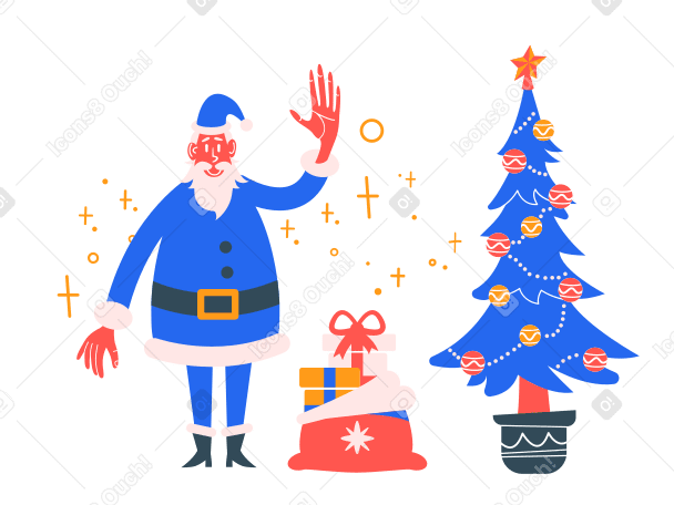 Santa with presents Illustration in PNG, SVG