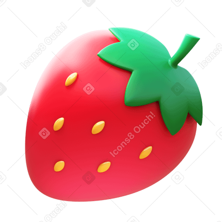 3D strawberry Illustration in PNG, SVG