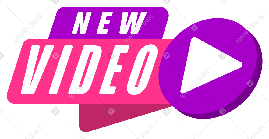 lettering sticker new video pink purple Illustration in PNG, SVG