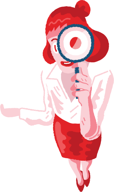 Woman with magnifying glass PNG、SVG