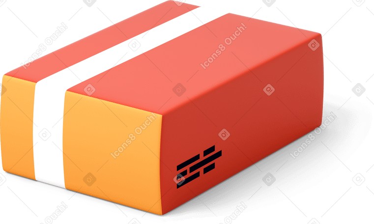 3D Red taped card box Illustration in PNG, SVG