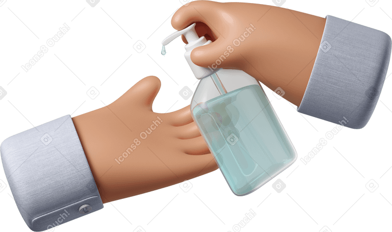 3D Tanned skin hands using sanitizer PNG, SVG