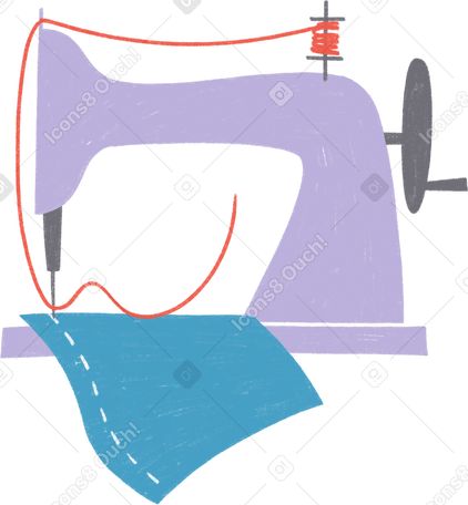 sewing machine and fabric Illustration in PNG, SVG
