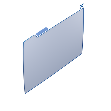 Vista di tre quarti di una finestra blu del browser girata a destra PNG, SVG