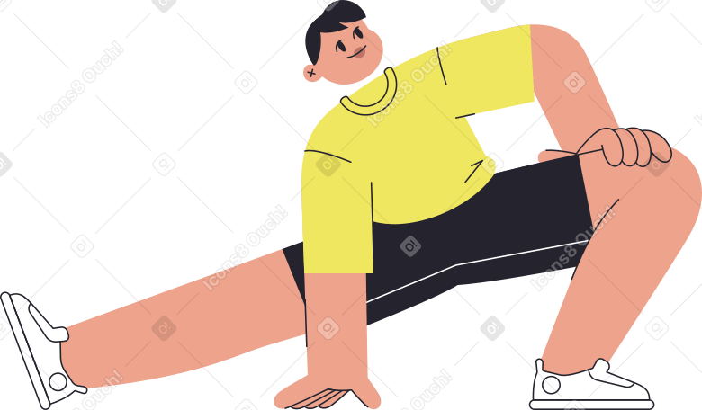 man stretching legs Illustration in PNG, SVG