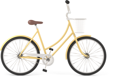 side view of yellow city bike PNG, SVG