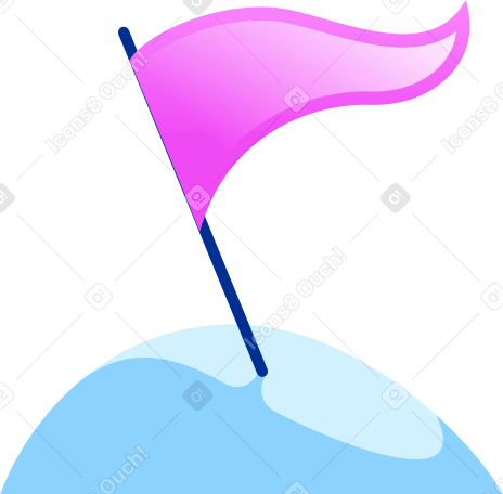 red flag on little hill Illustration in PNG, SVG