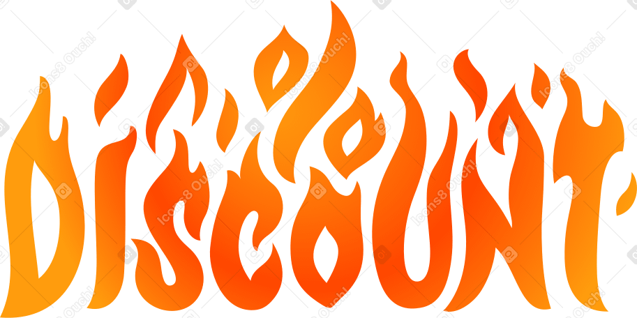 lettering discount fire flame with percent sign text PNG, SVG