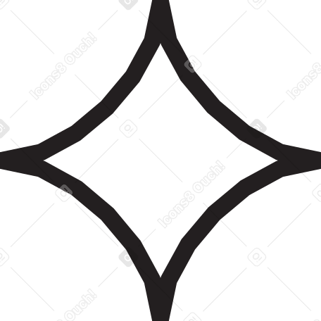 Stella quadrangolare bianca in troke PNG, SVG