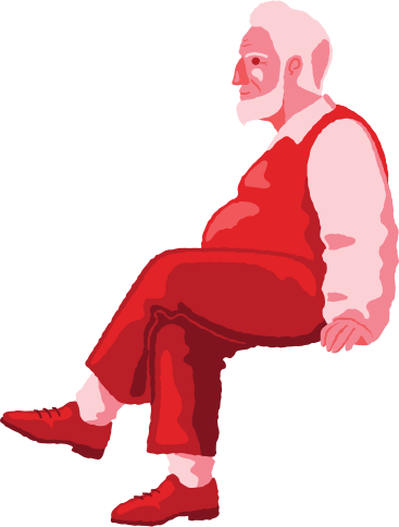 Старик сидит, вид сбоку в PNG, SVG