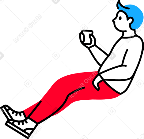 sitting man holding a glass Illustration in PNG, SVG