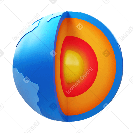 3D inside Earth Illustration in PNG, SVG