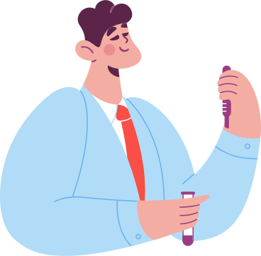 scientist in a coat with a thermometer PNG, SVG