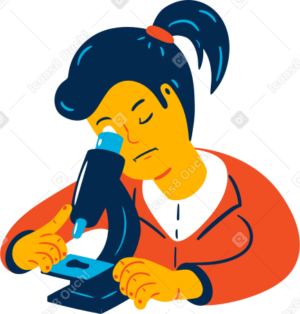 woman with microscope PNG, SVG