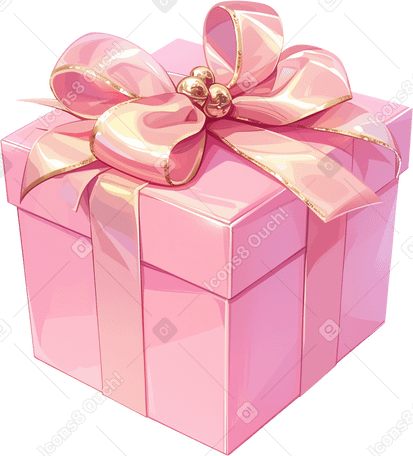 Розовая подарочная коробка в PNG, SVG