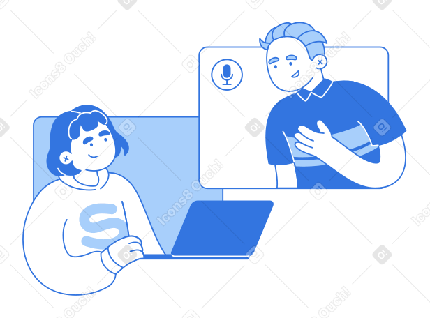 Coworkers talking on online call PNG, SVG