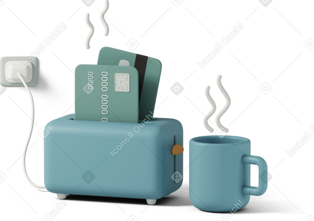 3D credit cards baked in toaster в PNG, SVG