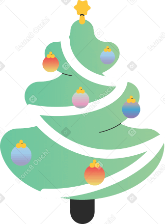 christmas tree decorated Illustration in PNG, SVG