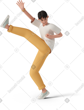 3D young man rejoicing success PNG, SVG