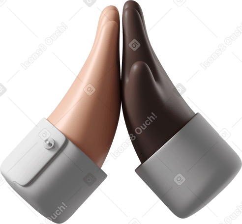 3D Main de peau blanche donnant un high five à la main de peau noire PNG, SVG