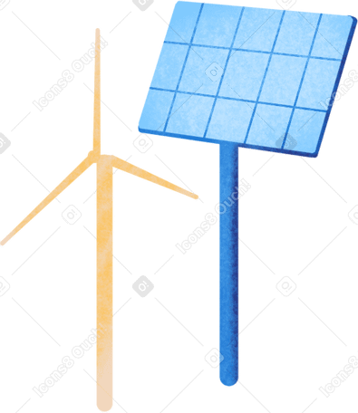 Ветряная турбина и солнечная панель в PNG, SVG