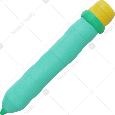 3D 绿蓝铅笔 PNG, SVG