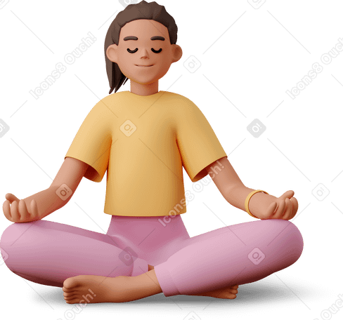 3D girl meditating PNG, SVG