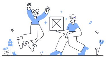 Courier delivered the package and the girl is jumping for joy PNG, SVG