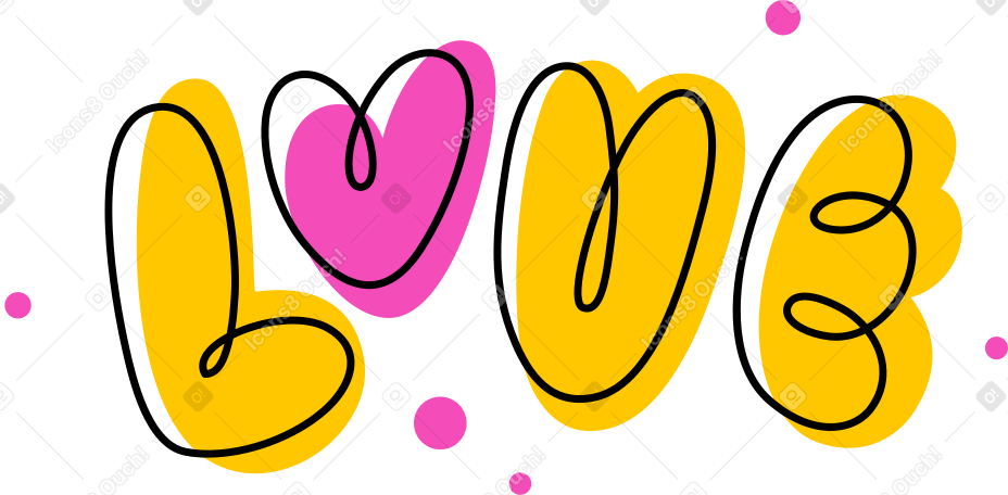 lettering love outline Illustration in PNG, SVG